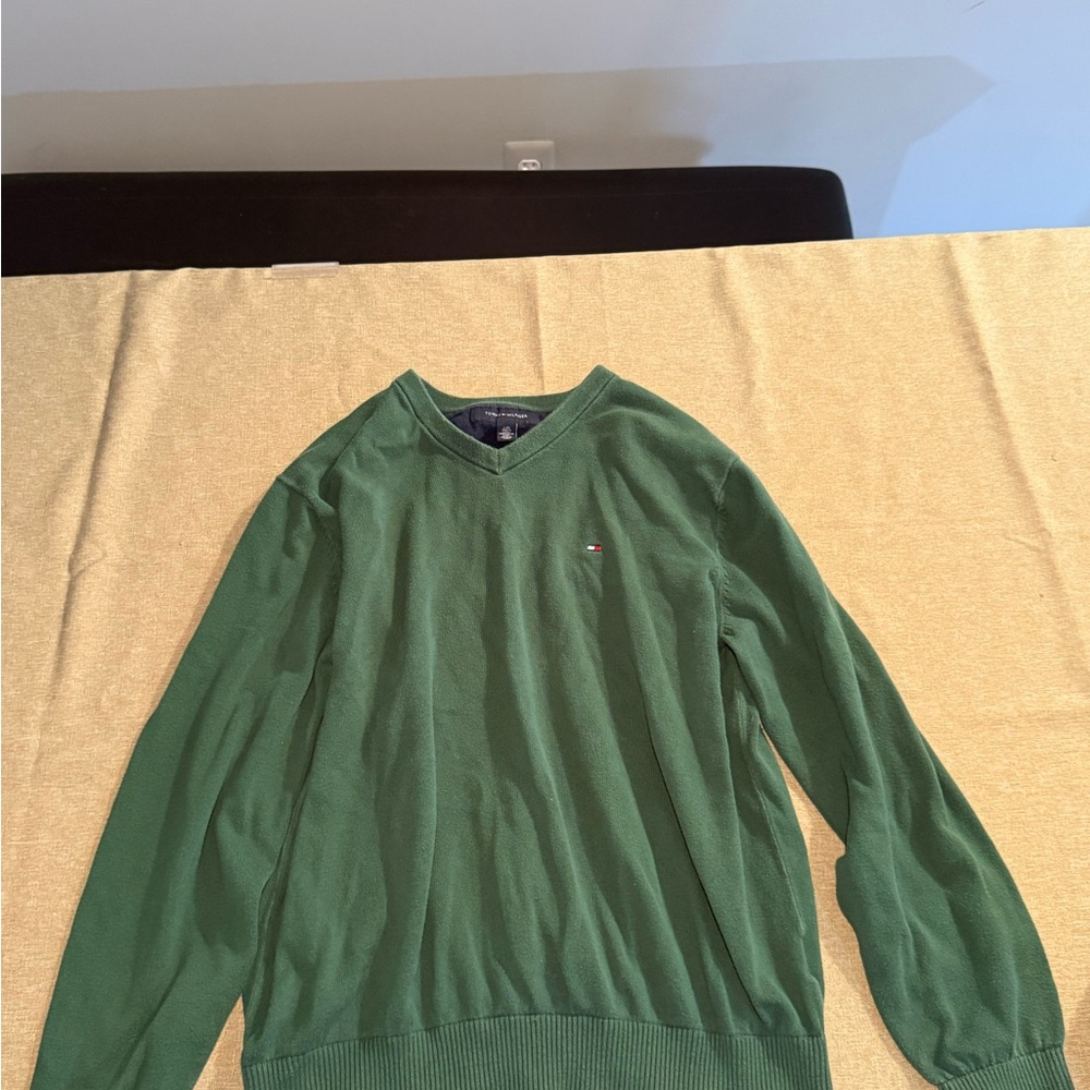 Tommy Hilfiger Men's Forest Green V-Neck Sweater